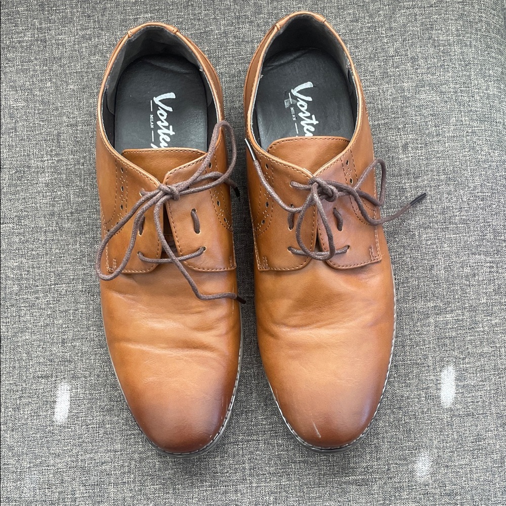 Vostey Tan Leather Oxfords